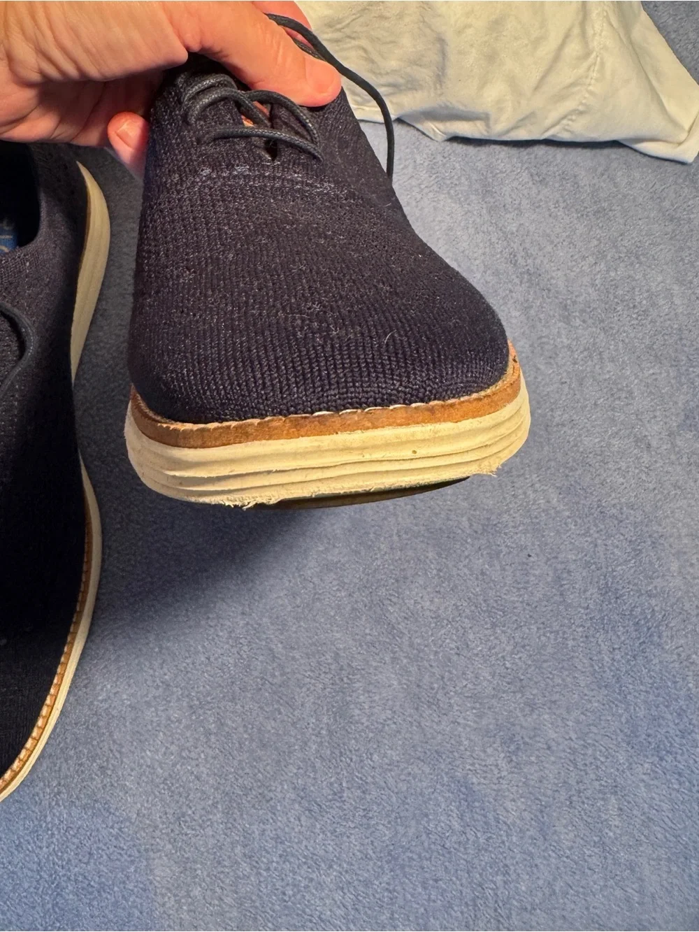Cole Haan Original Grand navy blue Knit Oxfords with Brown Accents